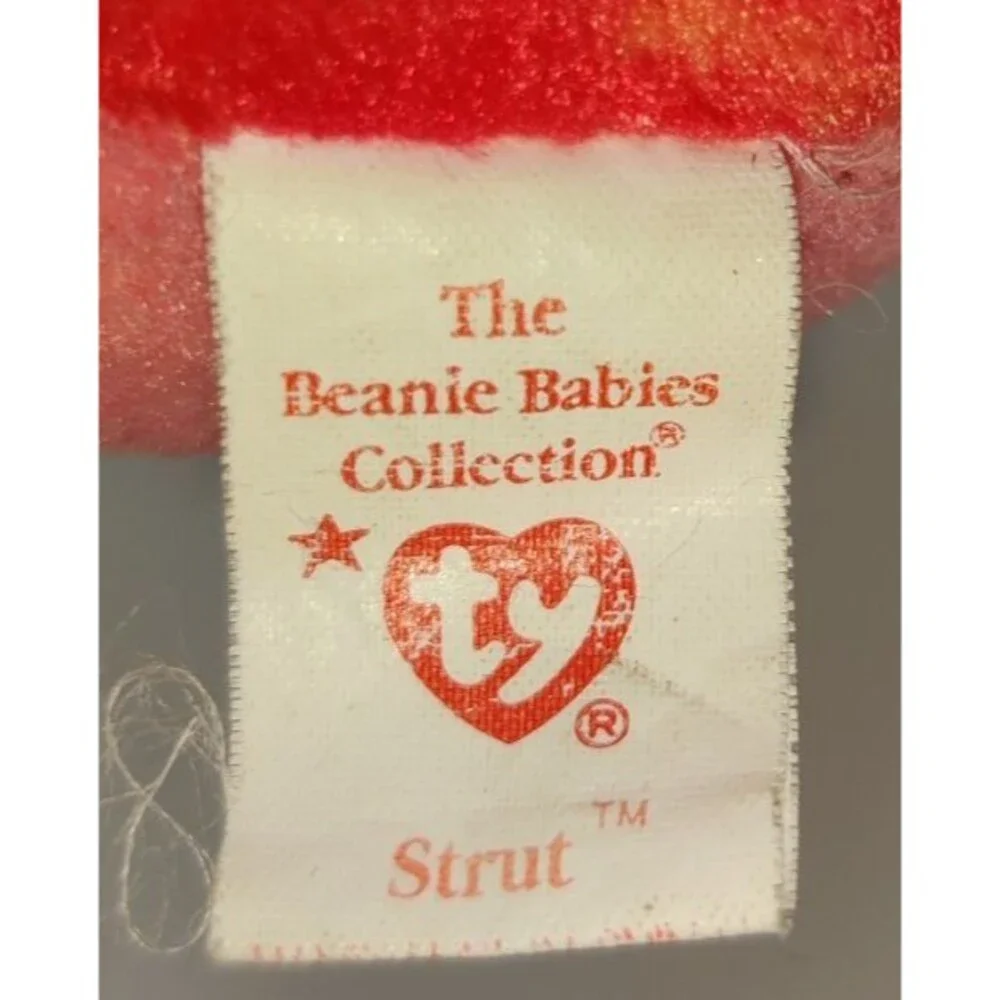 Ty Beanie Babies Strut 1996 Rooster Two Tone Plush Stuffed Animal No Heart Tag